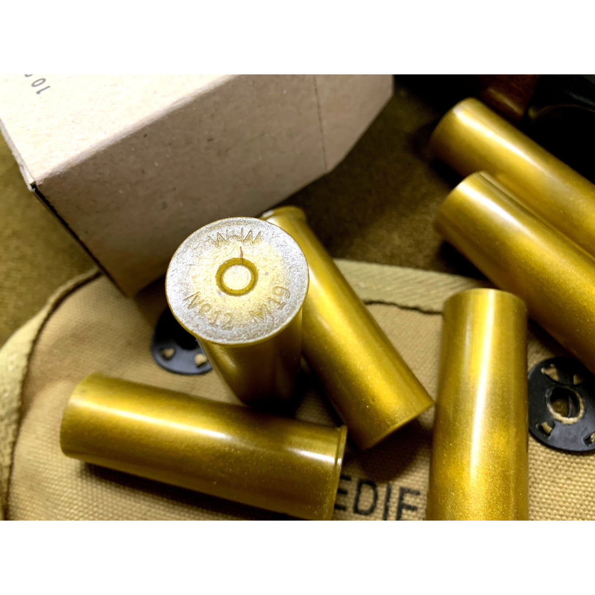 Collectible Ammo: US M19 Brass Shotshells, 00 Buck, Remington Manufacture,  10-Round Box (#6381)