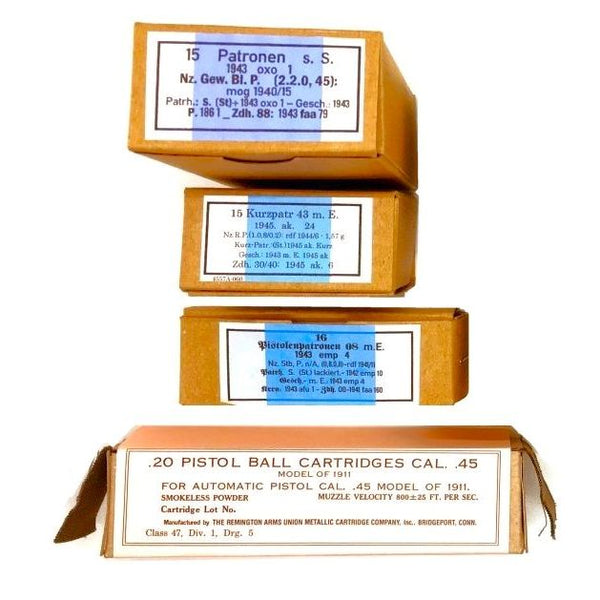 WWI & WWII Reproduction Cartridge Boxes with Reproduction Ammo