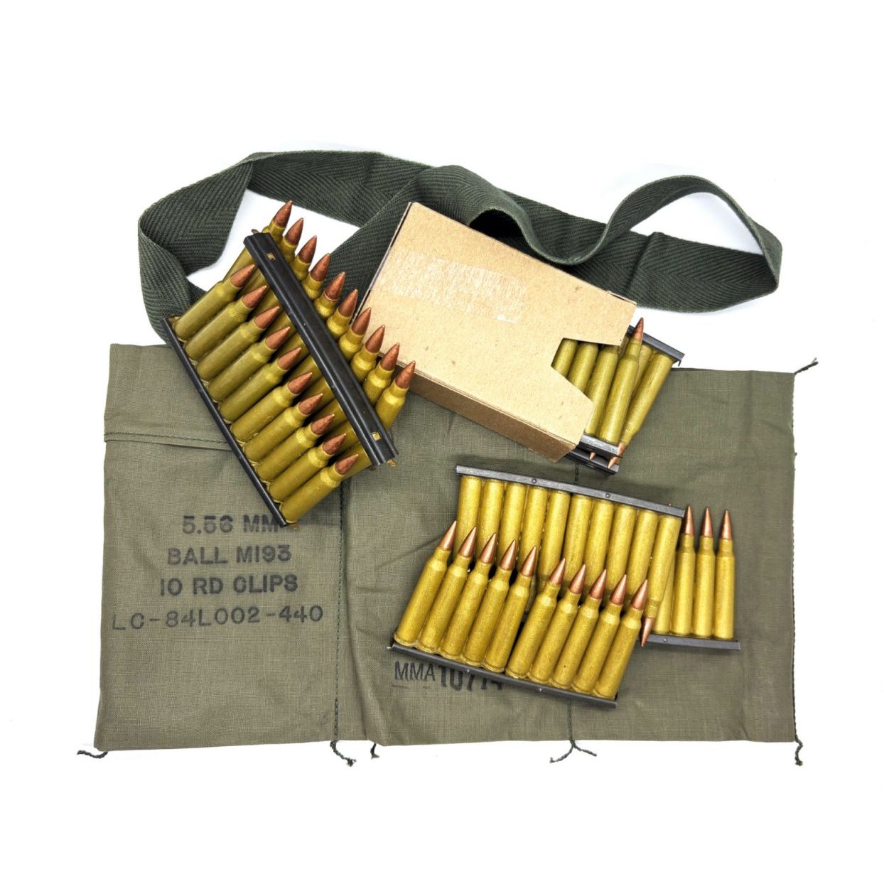 Vietnam Era 1970's Bandoleer with Replica 5.56 Stripper Clip Ammo