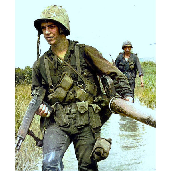 M14 7.62 x 51mm Vietnam Era 1960's Bandoleer with Replica Ammo & Stripper clips